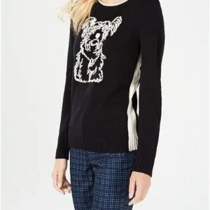 Charter Club Black and White Dog Yorkie Scottie Graphic Sweater Large